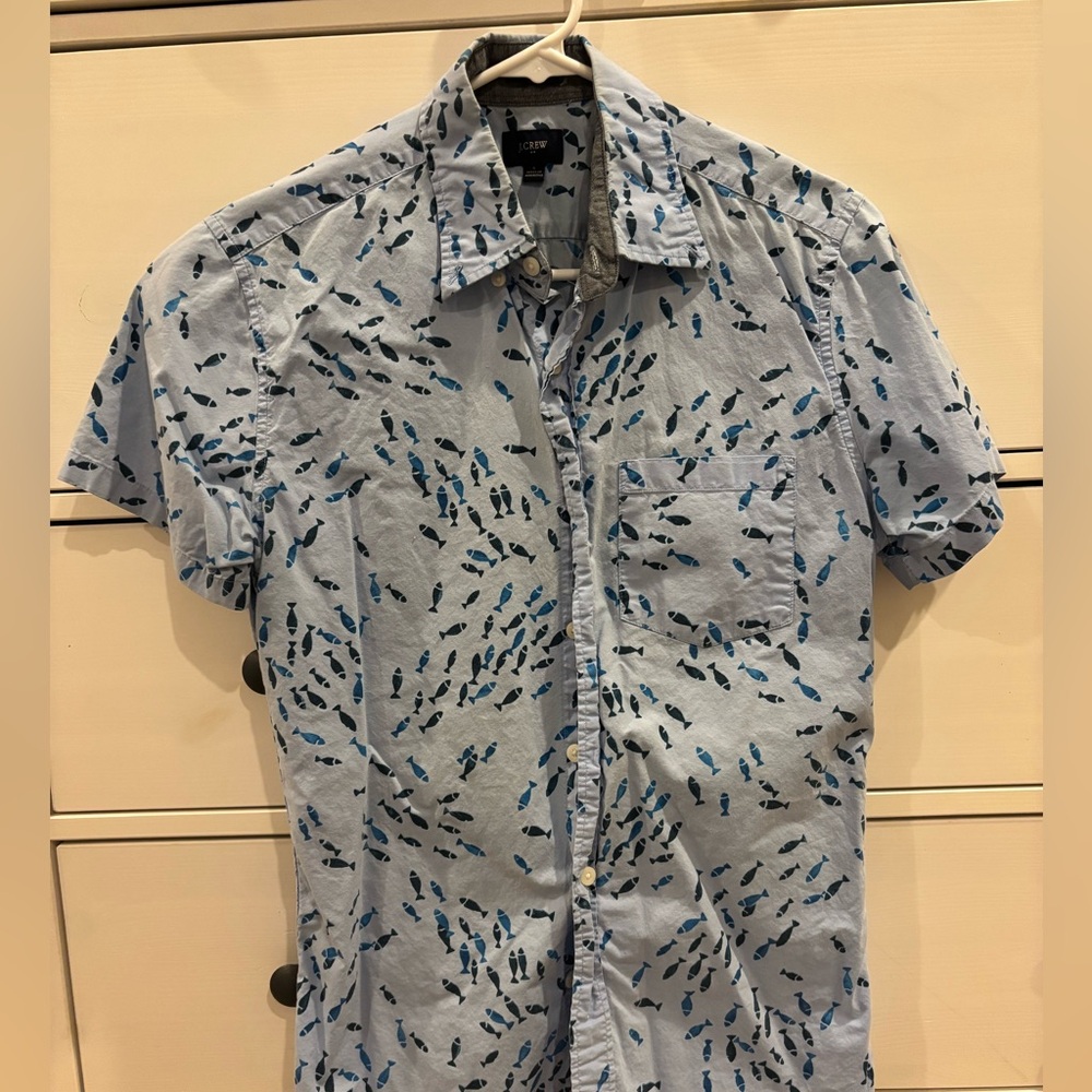 J. Crew Blue Fish Pattern Shirt
